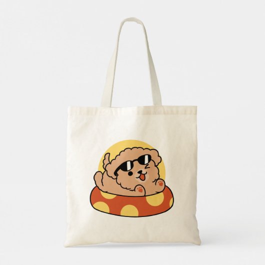 Cool Summer Dog Floating - Schattigee Puppy Pool P Tote Bag (Achterkant)
