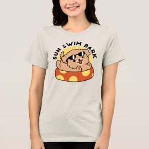 Cool Summer Dog Floating - Schattigee Puppy Pool P Tri-Blend Shirt