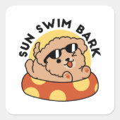 Cool Summer Dog Floating - Schattigee Puppy Pool P Vierkante Sticker (Voorkant)