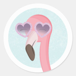 Cool Summer Flamingo Wearing Glasses Envelope Seal Ronde Sticker