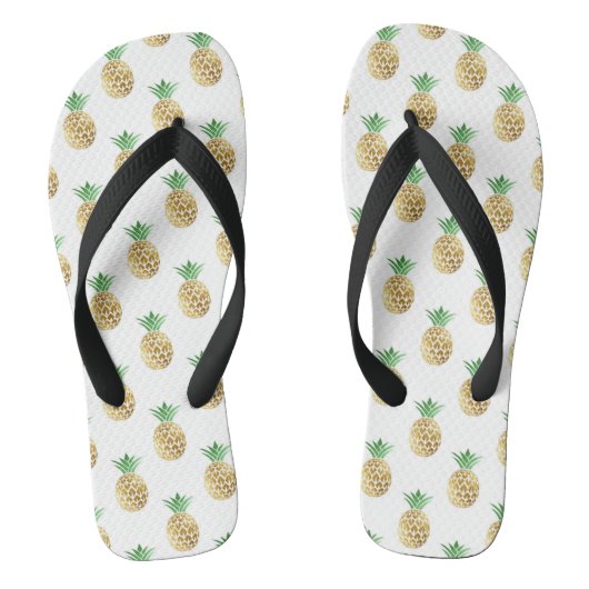 Cool Summer Gold Foil Pineapple Pattern Teenslippers (Voetbed)