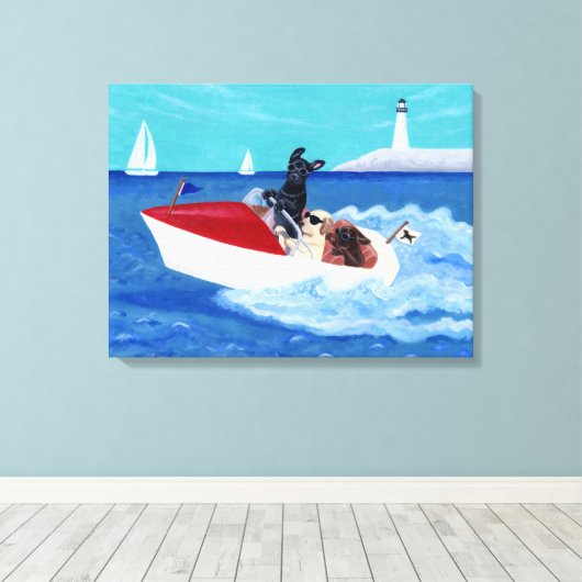Cool Summer Labradors Painting Canvas Afdruk (Insitu (Houten vloer))