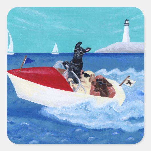 Cool Summer Labradors Painting Vierkante Sticker (Voorkant)