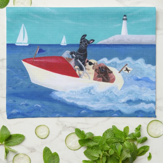 Cool Summer Labradors schilderen Theedoek (Gevouwen)