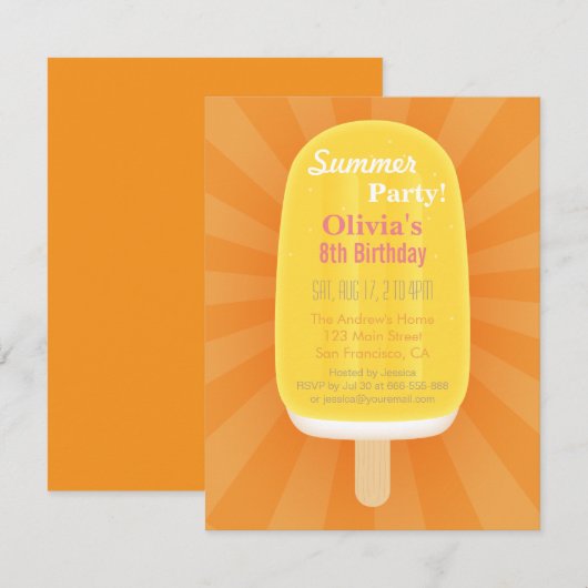 Cool Summer Lolly Popsicle Ice Cream Party Kaart (Voorkant / Achterkant)