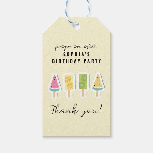 Cool Summer Popsicle Verjaardag Cadeaulabel (Voorkant)