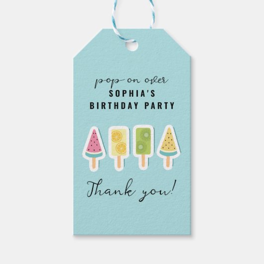Cool Summer Popsicle Verjaardag Cadeaulabel (Voorkant)