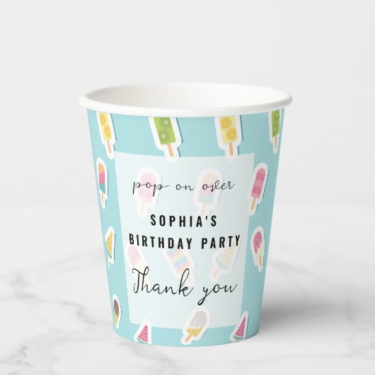 Cool Summer Popsicle Verjaardag Papieren Bekers (Voorkant)