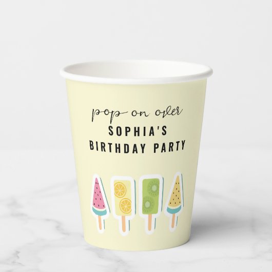 Cool Summer Popsicle Verjaardag Papieren Bekers (Achterkant)