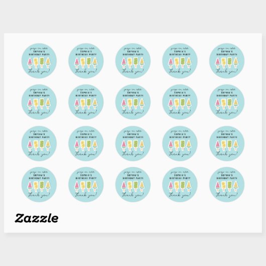 Cool Summer Popsicle Verjaardag Ronde Sticker (Vel)