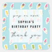 Cool Summer Popsicle Verjaardag Vierkante Sticker (Voorkant)