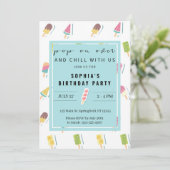 Cool Summer Popsicle verjaardagsuitnodiging Kaart (Staand voorkant)