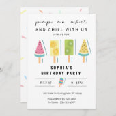 Cool Summer Popsicle verjaardagsuitnodiging Kaart (Voorkant / Achterkant)