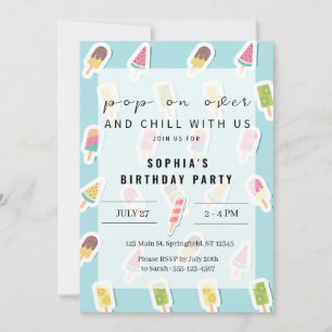 Cool Summer Popsicle verjaardagsuitnodiging Kaart