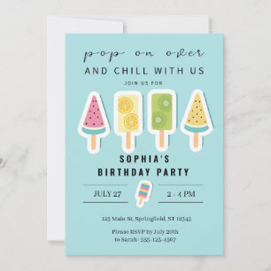 Cool Summer Popsicle verjaardagsuitnodiging Kaart