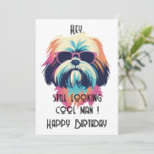 Cool Summer Shih Tzu Happy B-day kaart (Staand voorkant)
