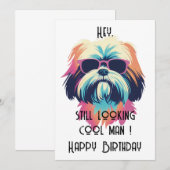 Cool Summer Shih Tzu Happy B-day kaart (Voorkant / Achterkant)