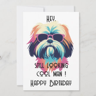 Cool Summer Shih Tzu Happy B-day kaart