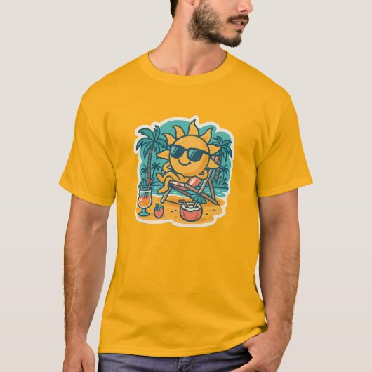 Cool Summer Sun – Retro Beach Vibes T-shirt (Voorkant)