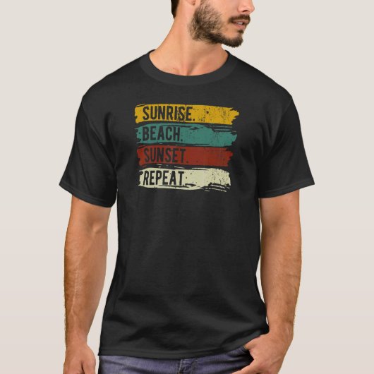Cool Summer Sunrise Beach Sunset Repeat Beach Say T-shirt (Voorkant)