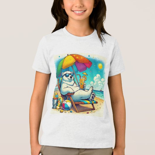 Cool Summer Vibes Polar Beer Design Tri-Blend Shirt (Voorkant)