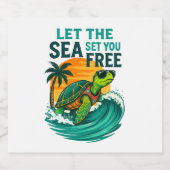 Cool Summer - Zee Turtle Vibes Sparkling Wijnetiket (Enkel label)