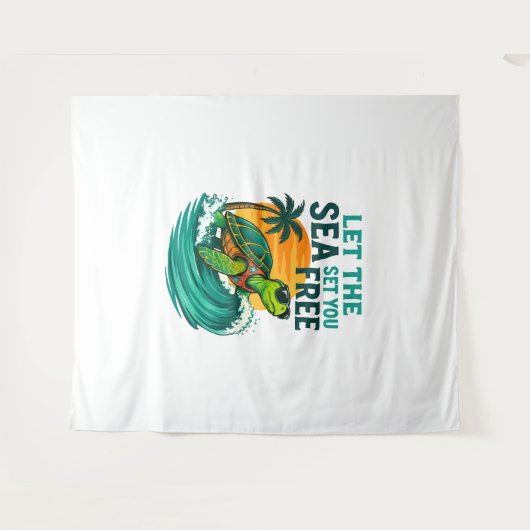 Cool Summer - Zee Turtle Vibes Wandkleed (Voorkant (horizontaal))