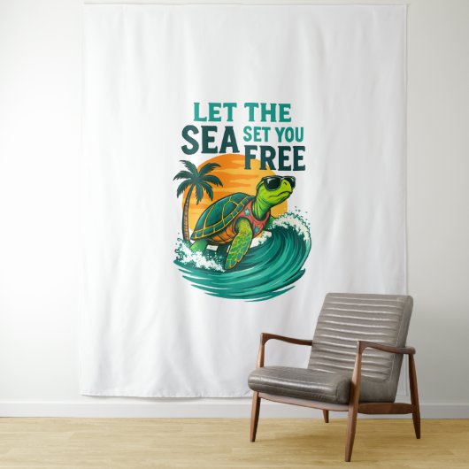 Cool Summer - Zee Turtle Vibes Wandkleed (In situ)