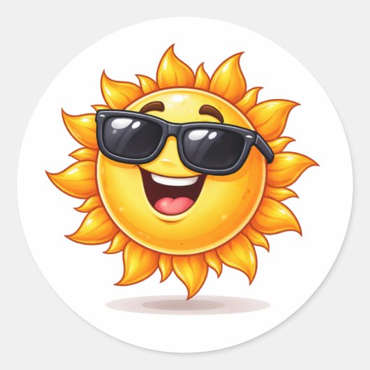 Cool Sun Cartoon Wearing Sunglasses Sticker (Voorkant)
