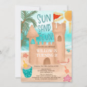 Cool Sun Fun Beach Party Sand Castle Kinderen Kaart (Voorkant)