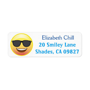Cool Sunbribril Happy Emoji Return-adres Label