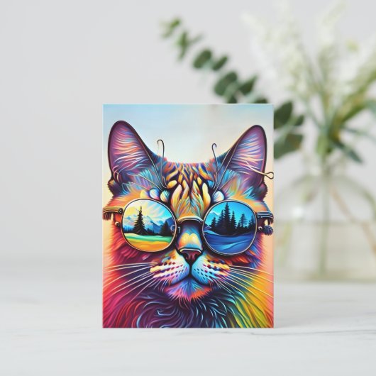 Cool Sunglass Cat # 1 Poster Briefkaart (Staand voorkant)
