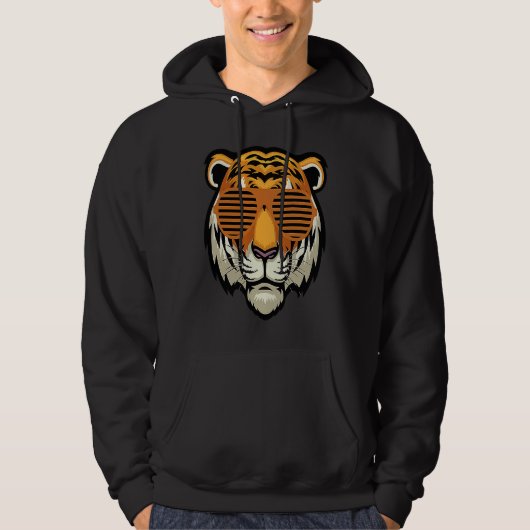 Cool Sunglasses Bengal Tiger Black and Orange Hoodie (Voorkant)