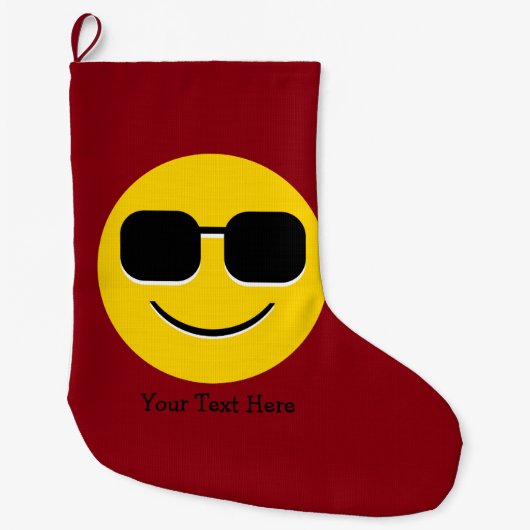 Cool Sunglazen Emoji Guy Grote Kerstsok (Voorkant)