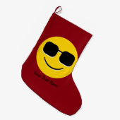 Cool Sunglazen Emoji Guy Grote Kerstsok (Voorkant (Hangend))