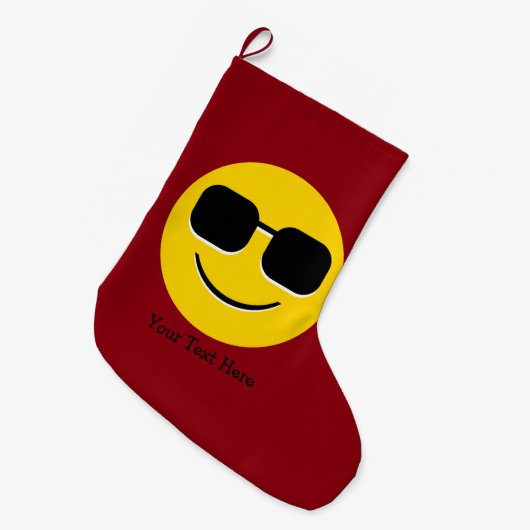 Cool Sunglazen Emoji Guy Grote Kerstsok (Voorkant (Hangend))
