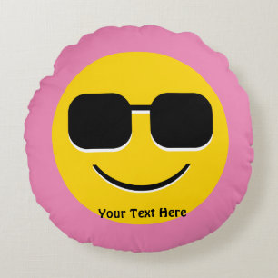 Cool Sunglazen Emoji Guy Rond Kussen