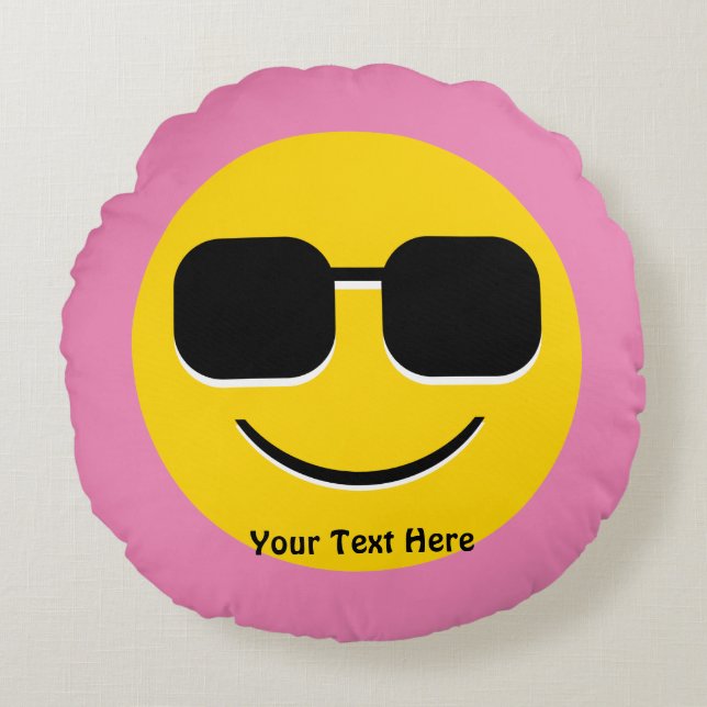 Cool Sunglazen Emoji Guy Rond Kussen (Voorkant)
