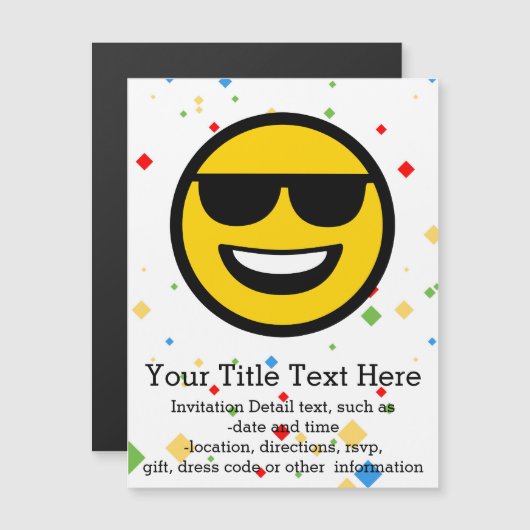 Cool Sunglazen Emoji Magnetische Uitnodiging (Voorkant / Achterkant)