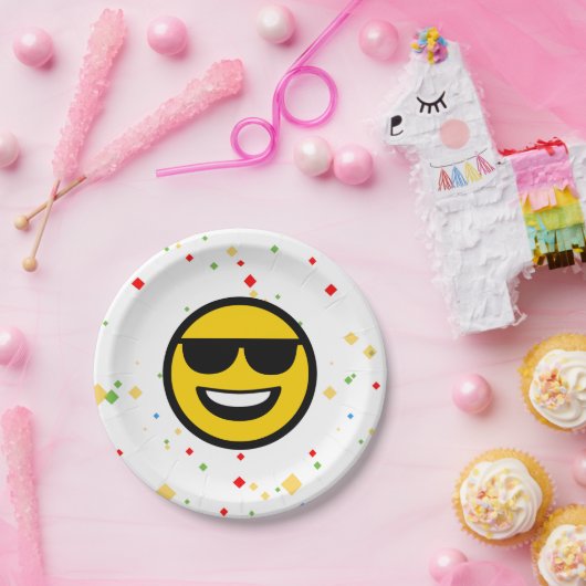 Cool Sunglazen Emoji Papieren Bordje (Feest)