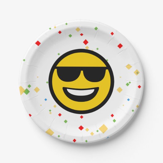 Cool Sunglazen Emoji Papieren Bordje (Voorkant)