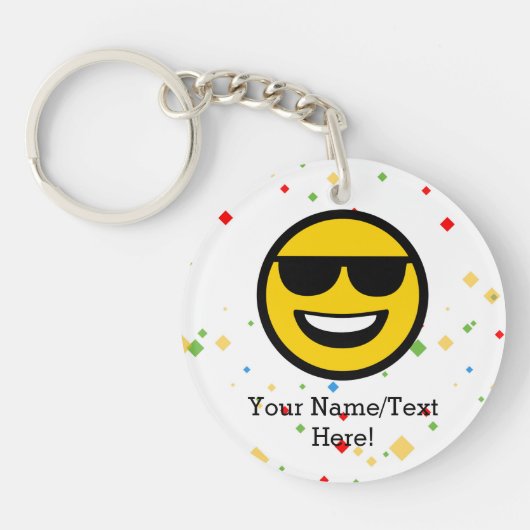 Cool Sunglazen Emoji Sleutelhanger (Voorkant)