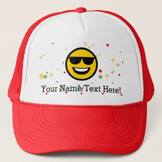 Cool Sunglazen Emoji Trucker Pet (Voorkant)