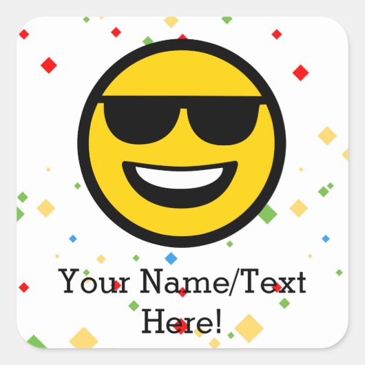 Cool Sunglazen Emoji Vierkante Sticker (Voorkant)