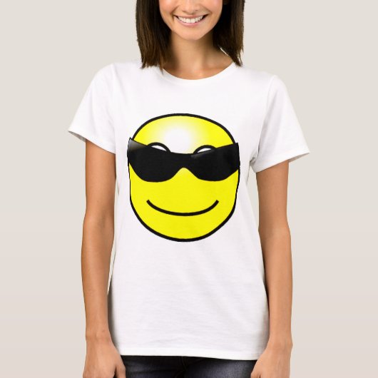 Cool Sunglazen Yellow Smiley Face T-shirt (Voorkant)