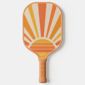 Cool Sunrise Retro Rays Aangepaste tekstnaam Telef Pickleball Paddle (Voorkant)
