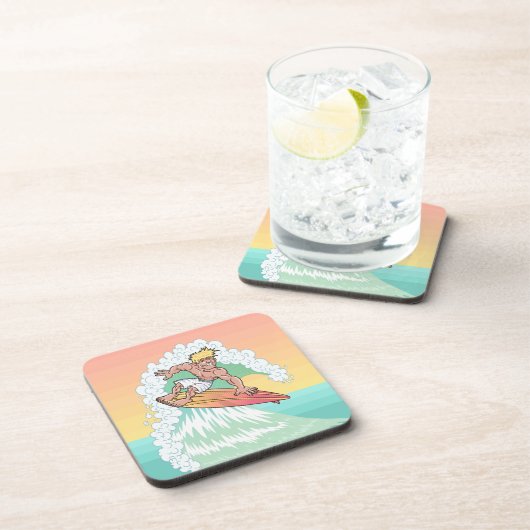 Cool Sunset Surfer Bier Onderzetter (Rechterzijde)