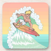 Cool Sunset Surfer Bier Onderzetter (Voorkant)
