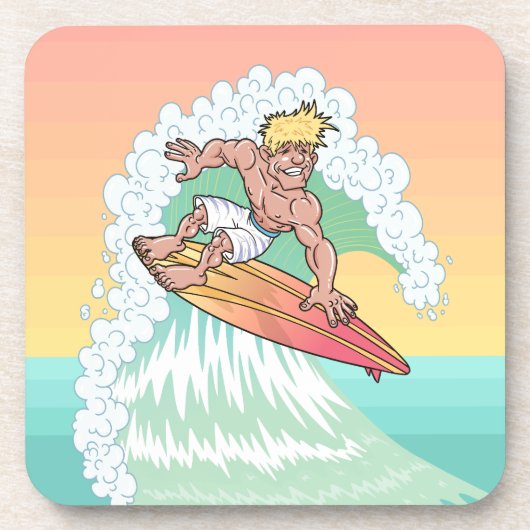 Cool Sunset Surfer Bier Onderzetter (Voorkant)