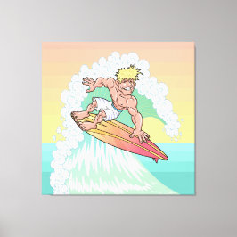 Cool Sunset Surfer Canvas Afdruk